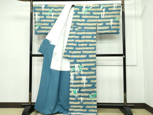 平和屋本店□極上 本加賀友禅作家 由水煌人 訪問着 エ霞草花文 御召