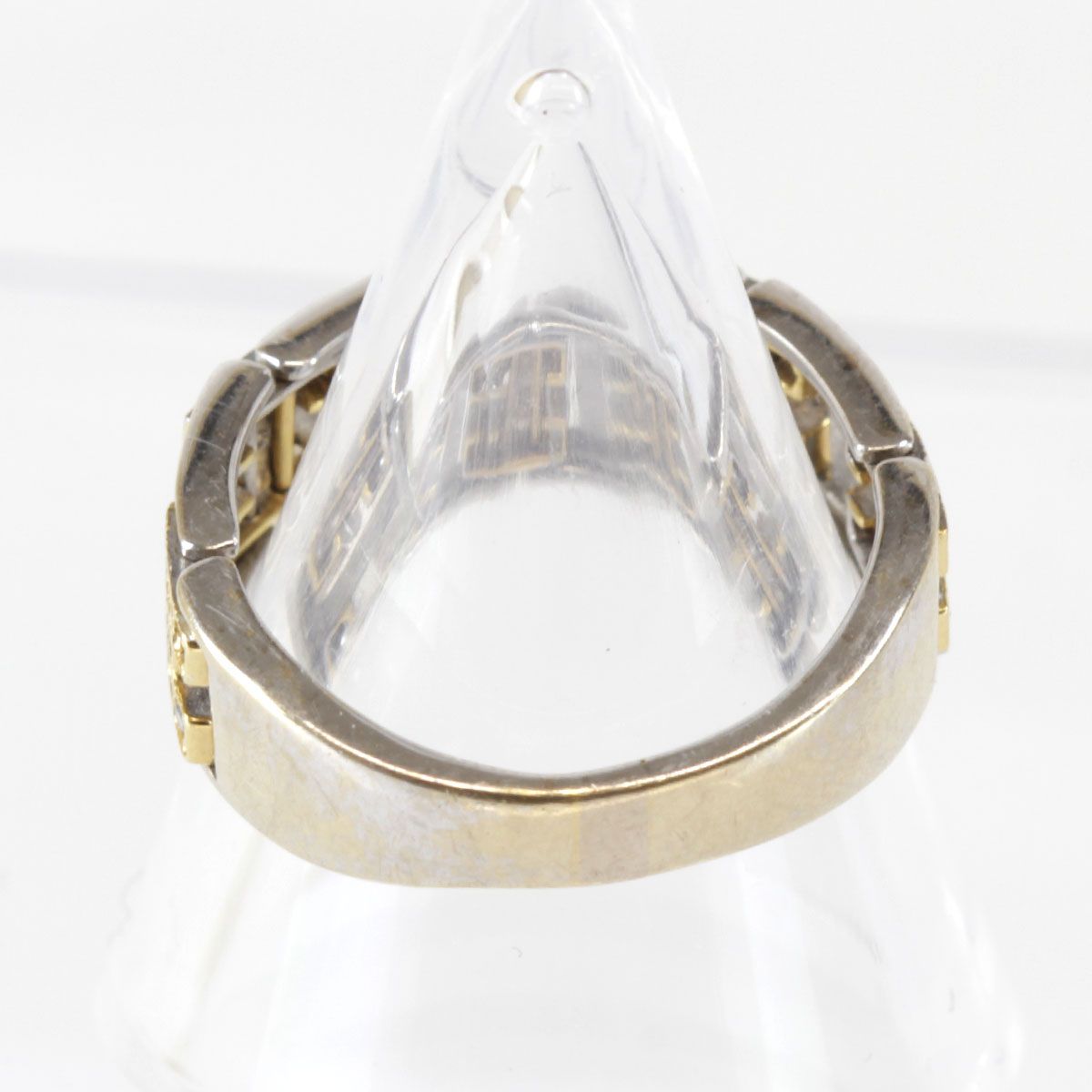 USED』 K18WG Hデザイン リング・指輪 ダイヤモンド 0.35ct 5.8g 14号 