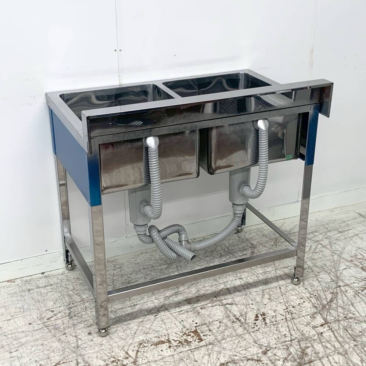 未使用B品 2槽シンク W900×D600×H800 流し台 ステンレスシンク 業務用 