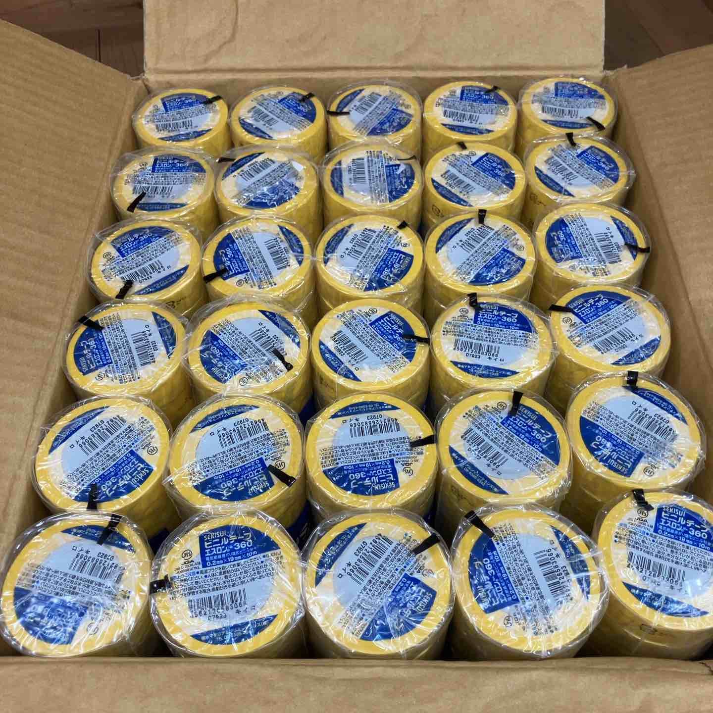 セキスイ SEKISUI 積水 エスロンテープ No.360 V360Y01 塩化ビニル 0.2mmx19mmx10ｍ 黄 300個 所沢店