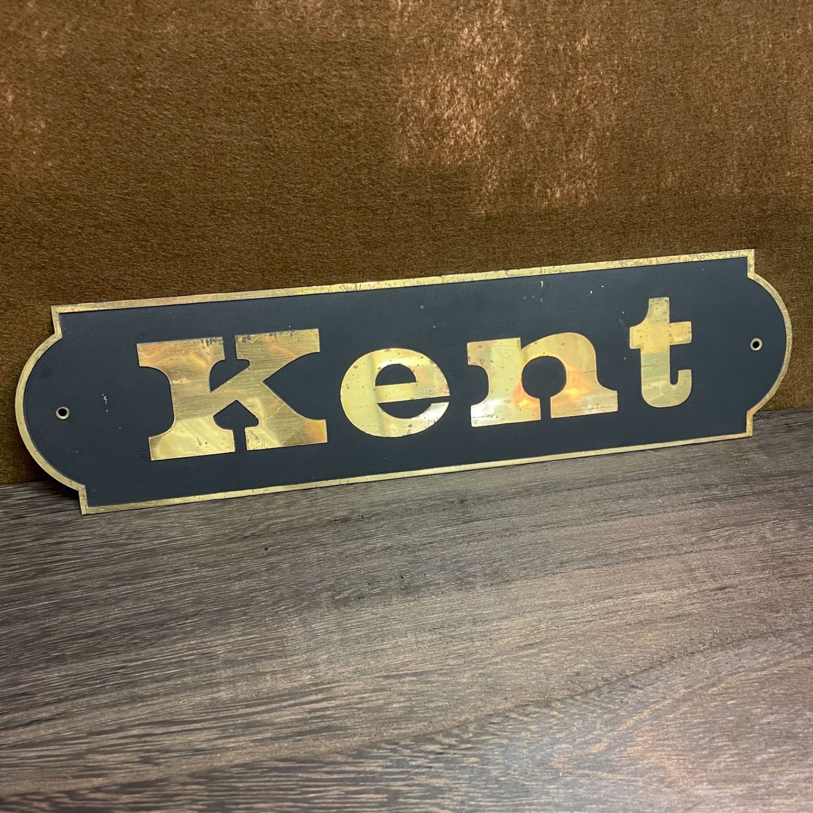 KENT 店舗用 金属製プレート 幅35cm 赤&黒 ヴィンテージ看板 80年代 