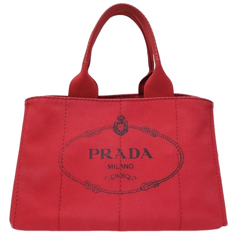 PRADA プラダ カナパ M BN1877 レッド キャンバス トートバッグ 