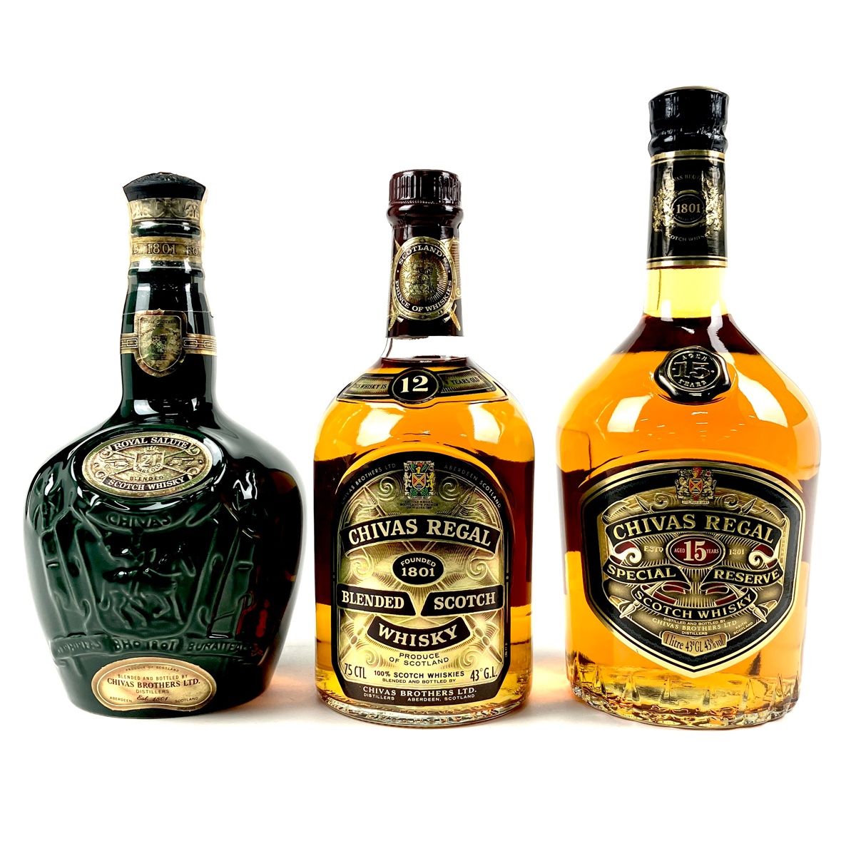 3本 シーバスリーガル CHIVAS REGAL ロイヤルサルート 21年 緑 12年 旧