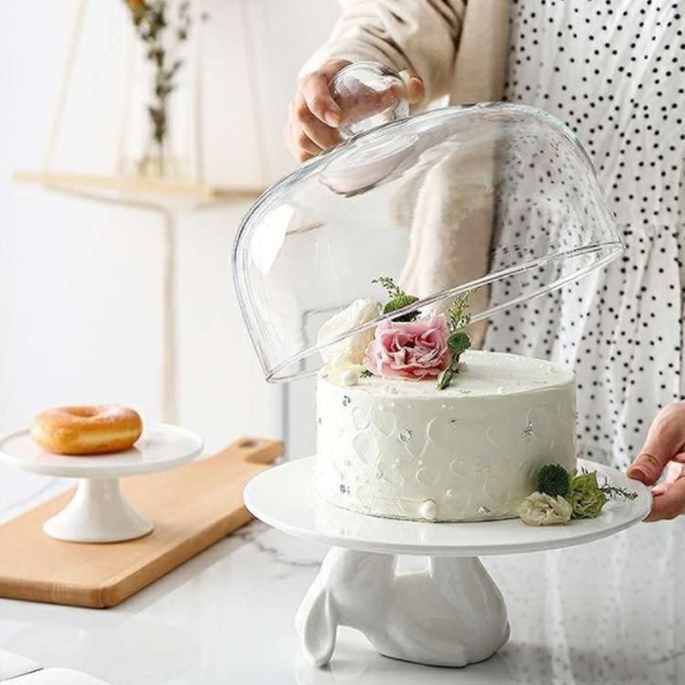 ケーキスタンド 北欧 かわいい ウサギ 白 25cm ケーキトレー