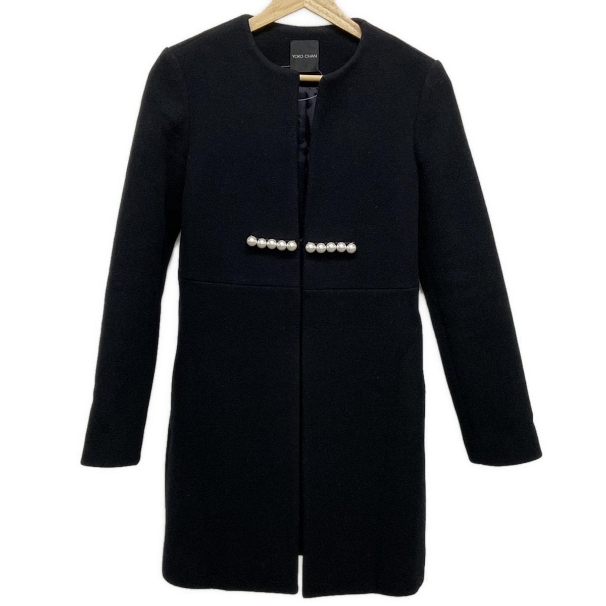 【美品】YOKO CHAN ノーカラーパールコート 36サイズ YOKO CHAN(ヨーコ チャン) コート サイズ36 S レディース YCC