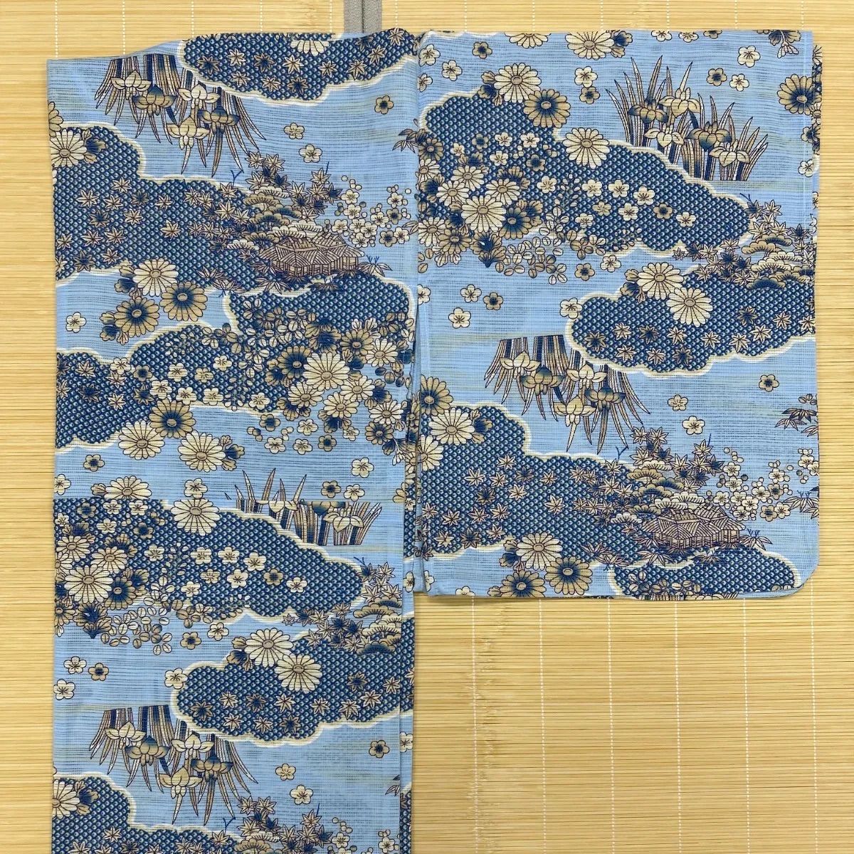 撫松庵） 浴衣 単品 ブルー 撫松庵 浴衣 薔薇 青 ネイビー セオ