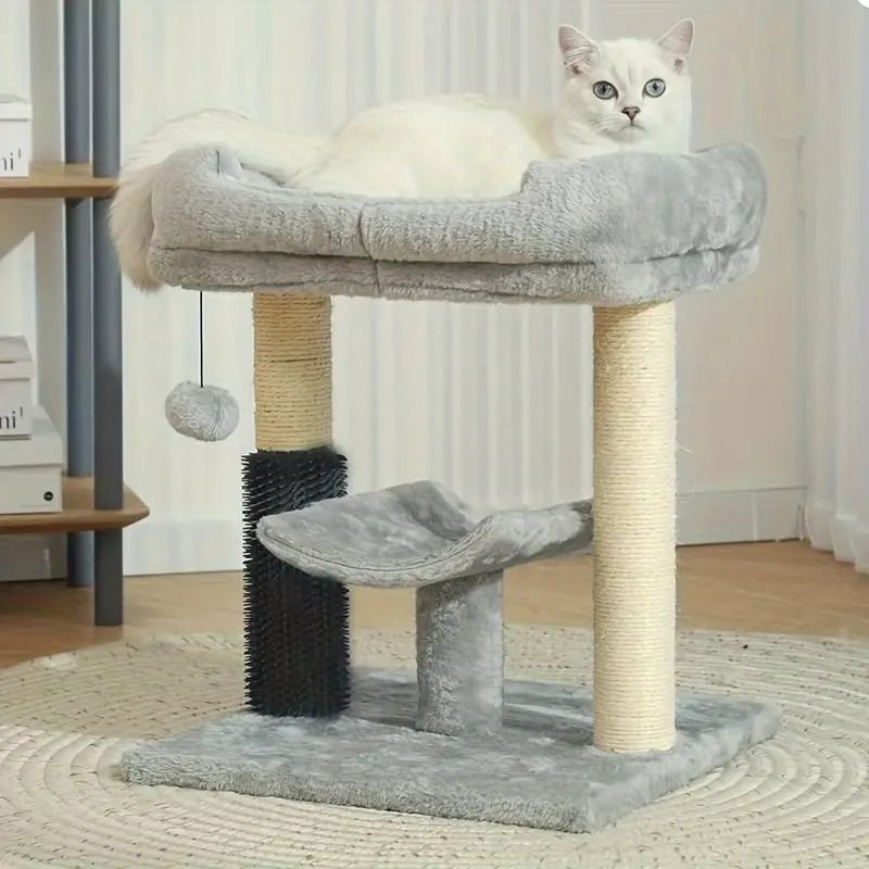 キャットタワー ダブルデッキ 丈夫 グレー 麻の爪とぎ 猫 ネコ ねこ 爪とぎ アニマル パーチベッド キャットクライミングフレーム