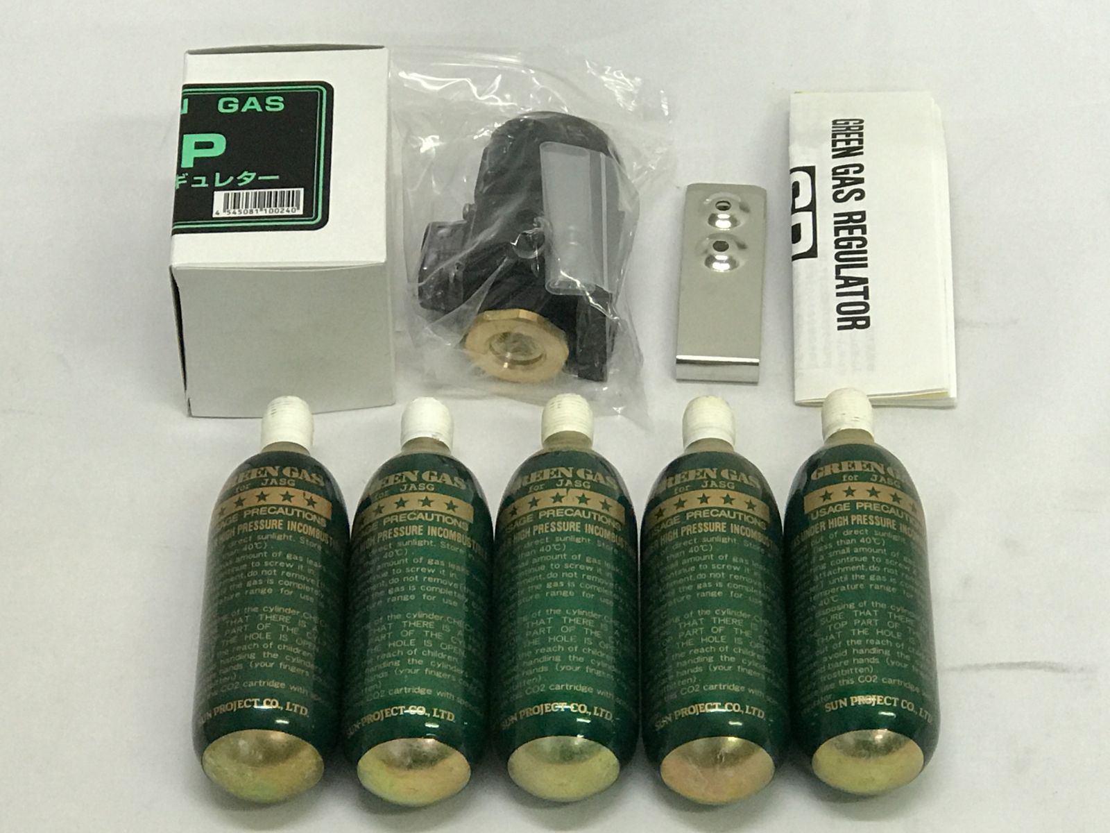 【未検品】GREEN GAS 圧力調整器 SP可変式レギュレーター SP-18000 / グリーンガスCo2 (74g) JASG用 カートリッジ 5本 707 pressure adjustment