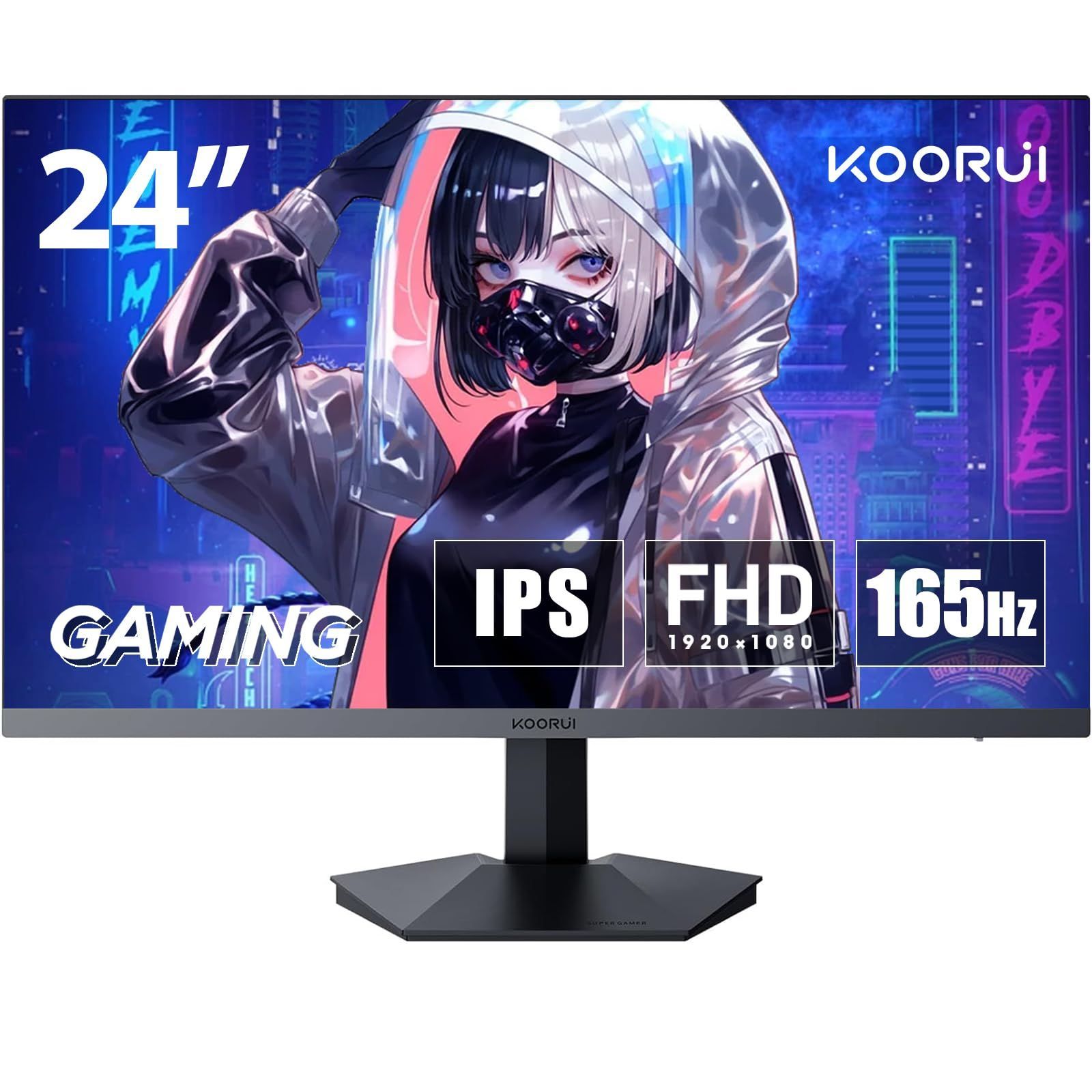 【新着商品】フルHD FPS向き ゲームモニター IPSパネル Fast Adaptive 1ms(GtG) Sync対応 165Hz 傾き調節 ゲーミングモニター インチ HDMI×2 24 DisplayPort KOORUI