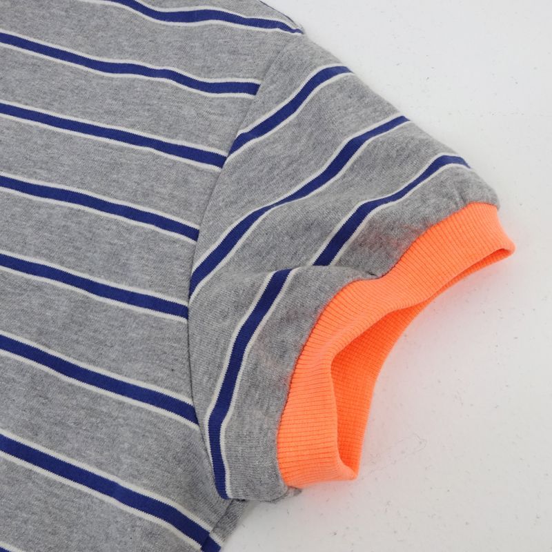 LINKABLE ネオンボーダートップス(グレー×オレンジ)