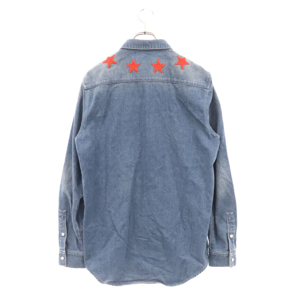 GIVENCHY (ジバンシィ) 17AW STAR PATCH DENIM SHIRT スターパッチデニムシャツ ブルー 17F 0907 479  - メルカリ