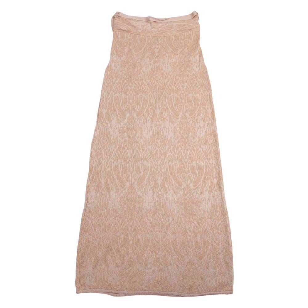 20ss TAN タン ジャガード ニット スカート セミタイトシルエット ロング 総柄 F オレンジ ベージュ レディース 古着