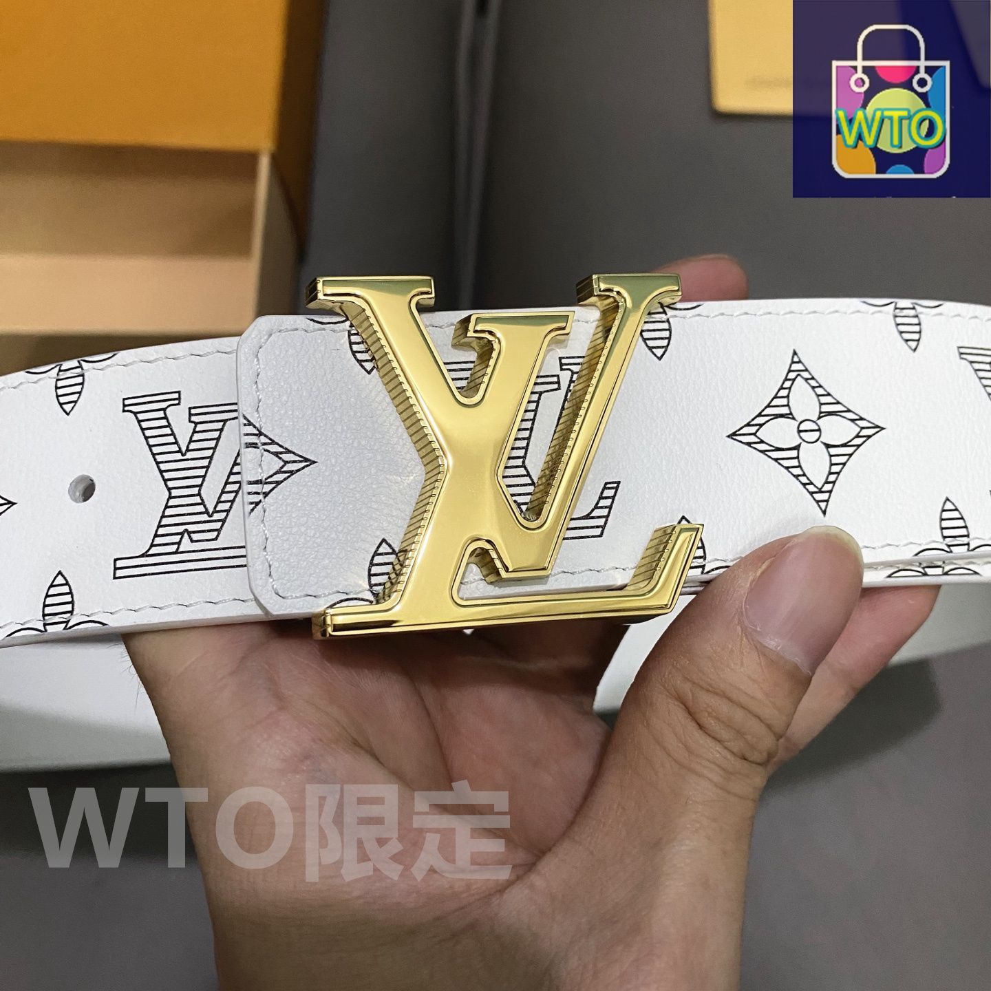 ヴィトン メンズベルト ホワイト Louis Vuitton レザーベルト ホワイト