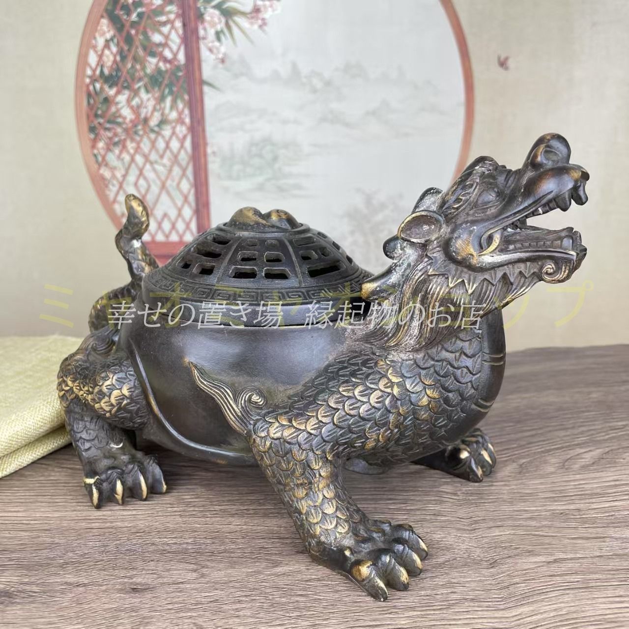 龍亀 龍 ドラゴン 香炉 お香 亀 置物 オブジェ ゴールド 金 黄金 運気アップ 風水 厄除け 縁起物 健康運 仕事運 家庭運 インテリア 玄関 リビング 風水 オフィス 感 運 開運 商売繁盛 財運 NEXPOTALLINN_EU