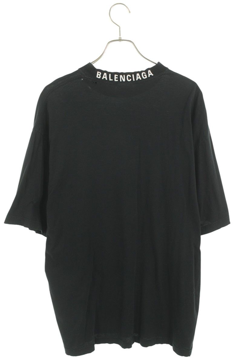 バレンシアガ 23SS 739784 TOVF4 ネックロゴダメージ加工Tシャツ