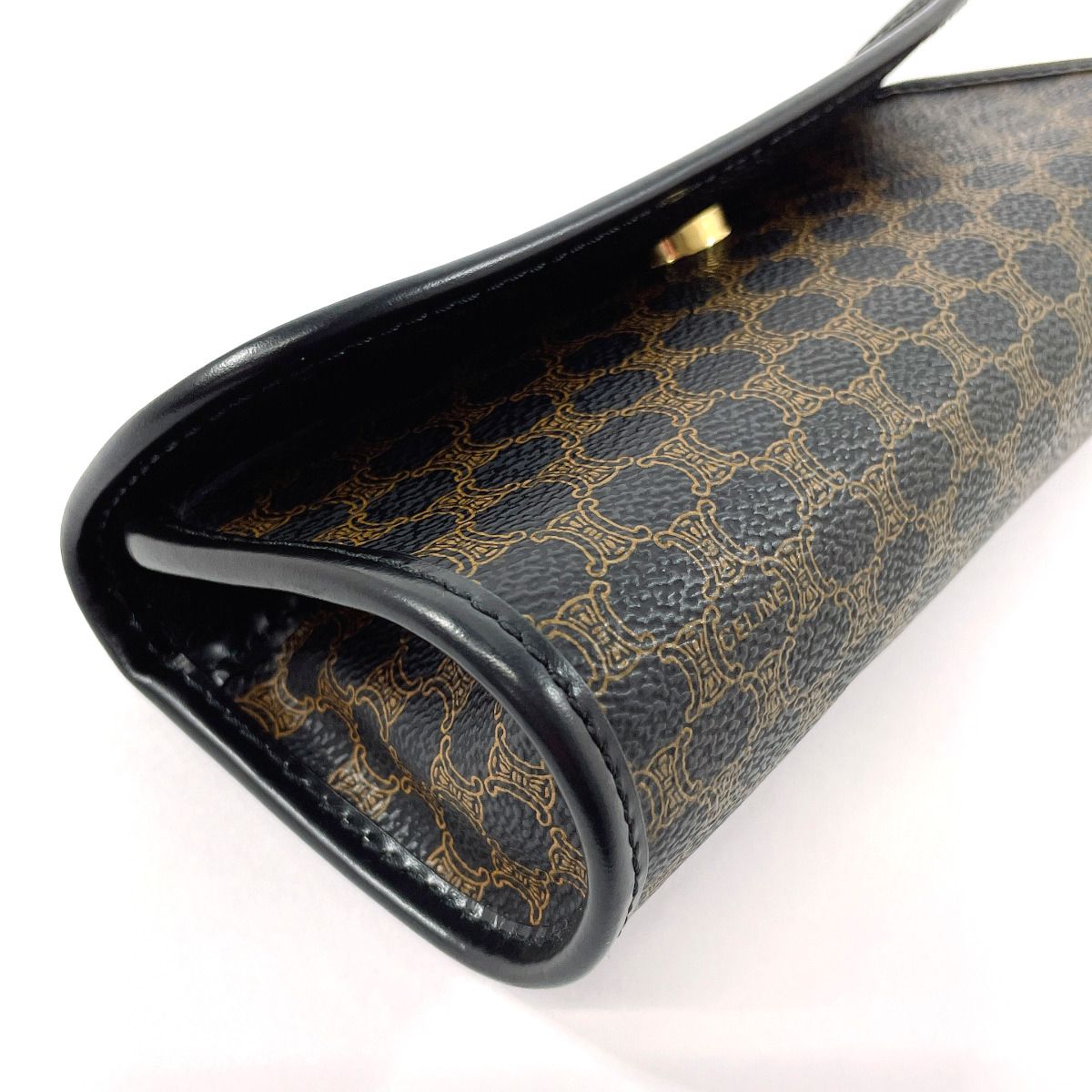 CELINE Macadam Pouch PVC Black Women CELINE Logo Macadam Pattern Clutch Bag PVC Leather Black SHW Italy 09CA532 main image 0