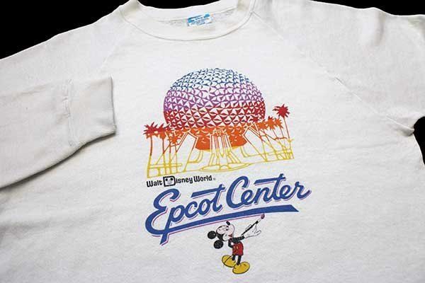 80s USA製 Disneyディズニー ミッキー マウス Epcot Center スウェット 白 XL☆オールド ビンテージ キャラ ワールド  エプコット メルカリShops