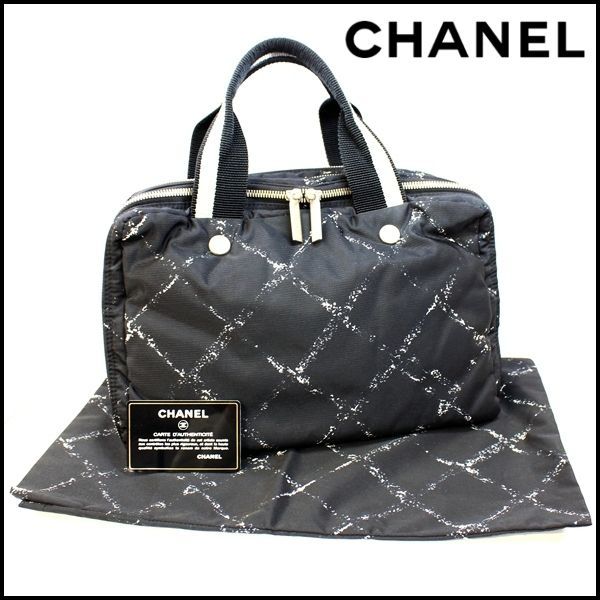 CHANEL 旧トラベルライン トートバッグ ナイロン ミニボストン シャネル