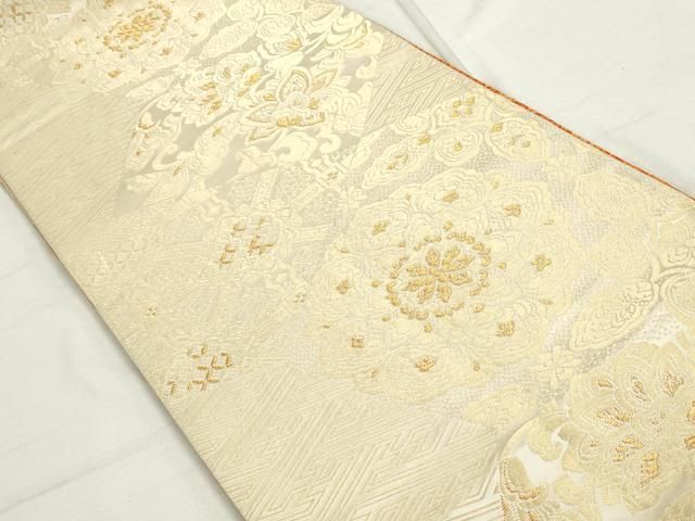 平和屋着物◎全通柄袋帯 正倉院更紗花文 金糸 正絹 逸品
