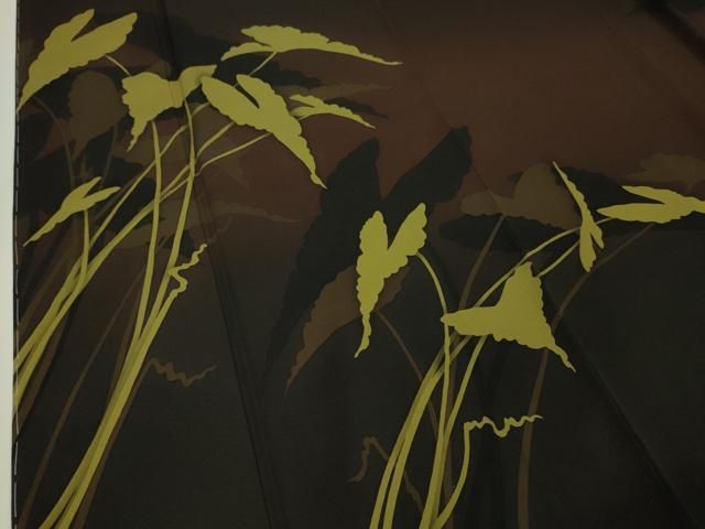 平和屋本店□極上 訪問着 枝葉シルエット 黒地 やまと金ラベル 逸品 未