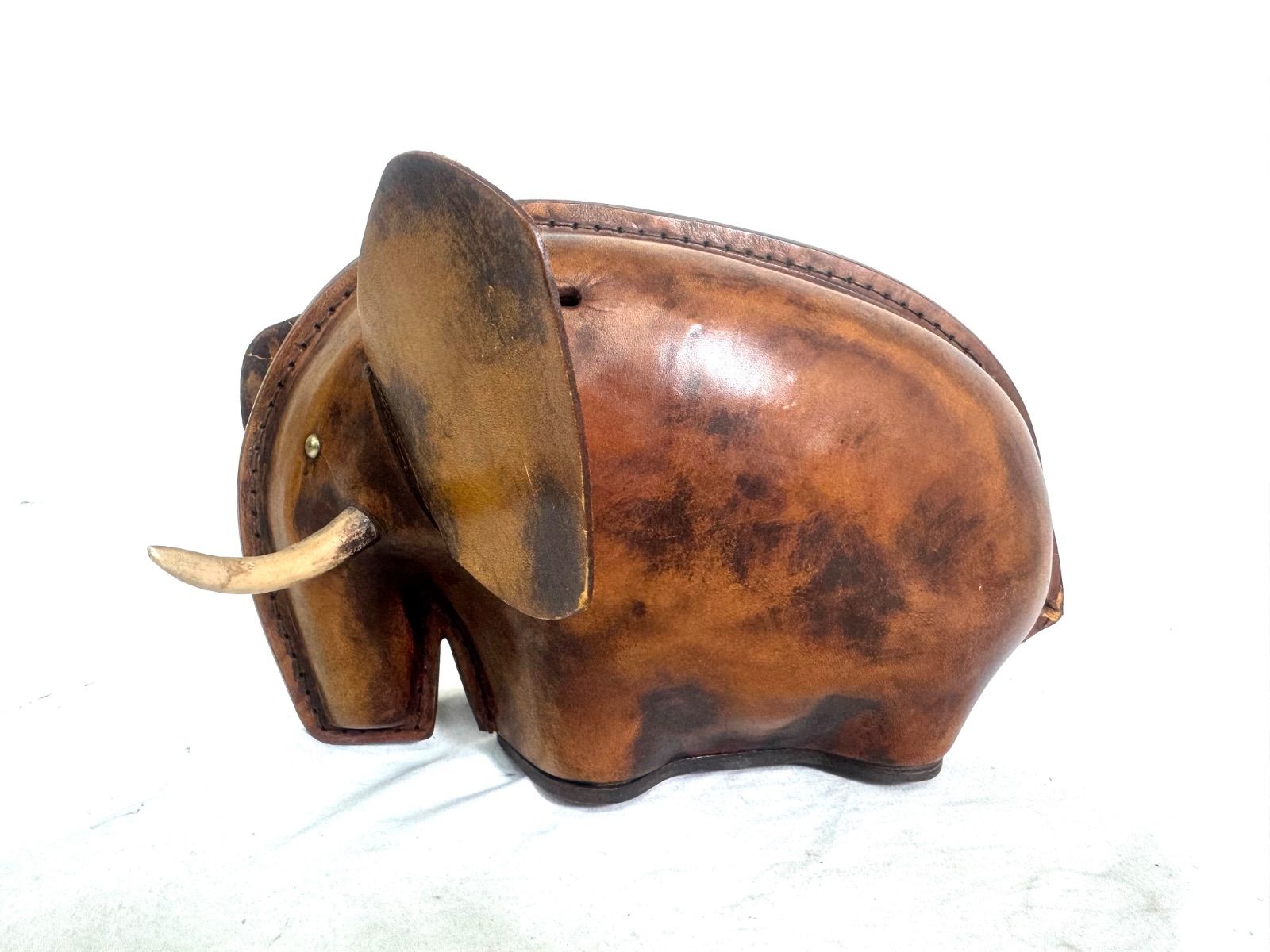 鴻池製作所 レザー貯金箱 マンモス ゾウ 象 貯金箱 本革 昭和レトロ