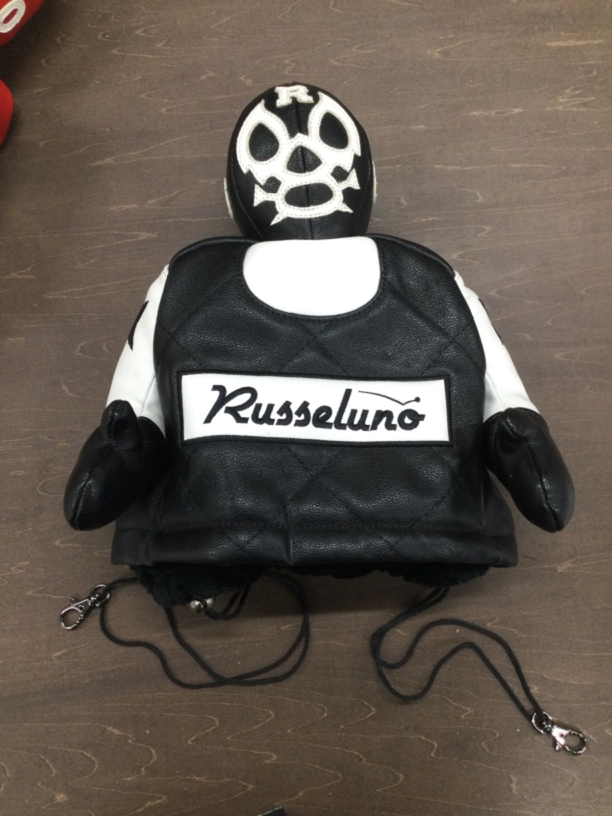 Russeluno アイアンカバー アイアン用 黒白ロゴ白地に黒文字