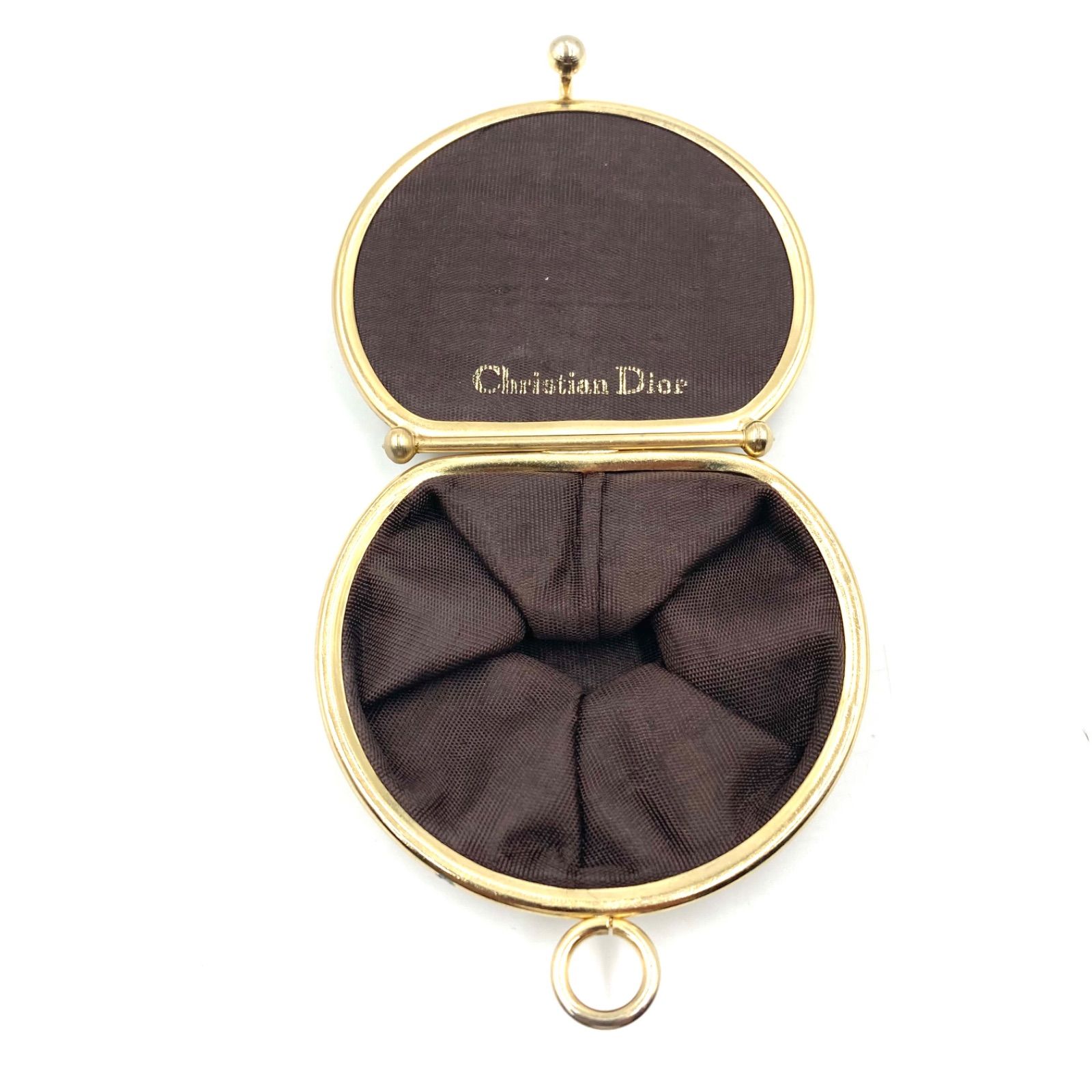 Christian Dior　可愛い　がま口　コインケース　ポーチ　ベージュ Christian Dior 可愛い がま口 コインケース ポーチ ベージュ