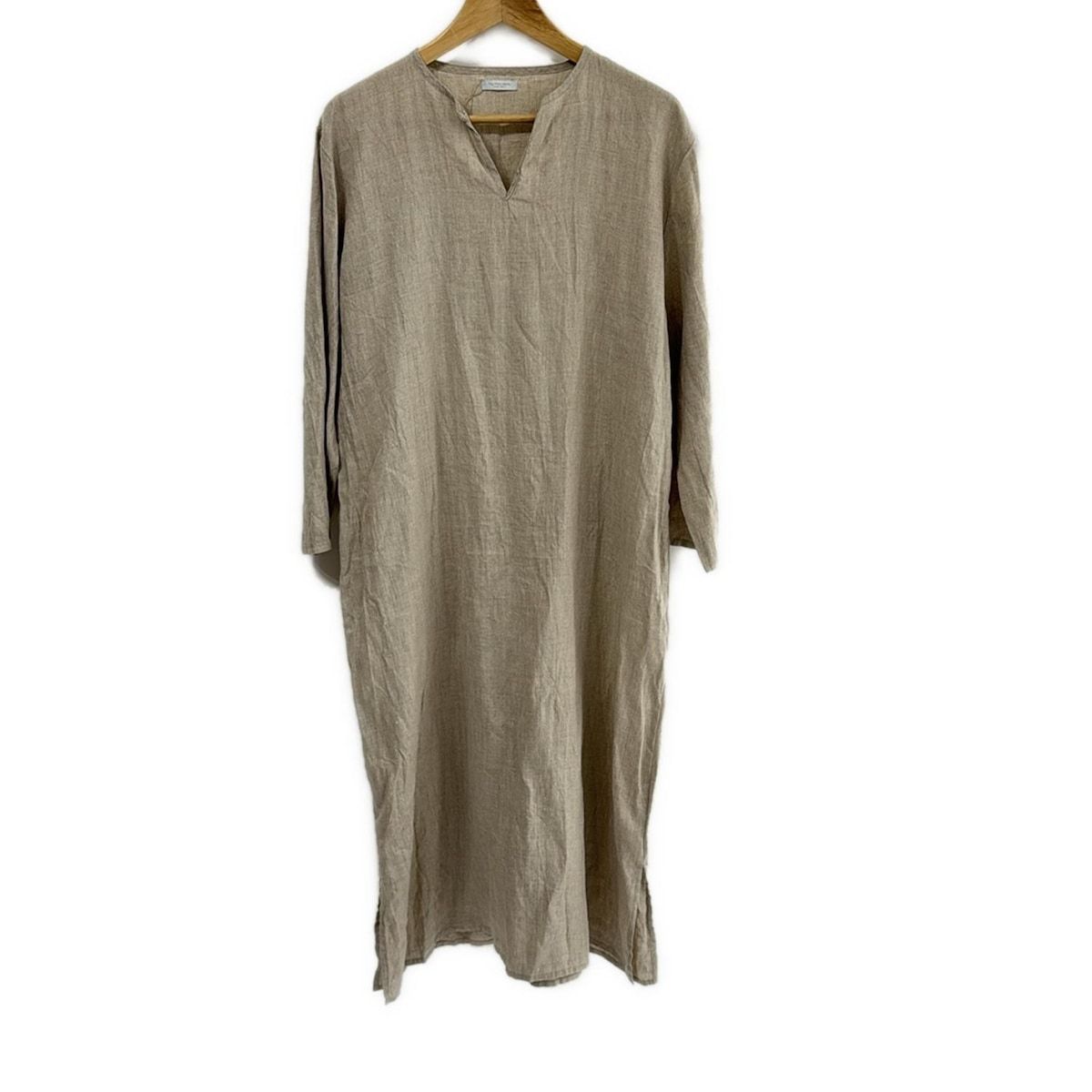 fog linen work|FLW フォグリネンワーク ワンピース レディース - ベージュ Vネック|長袖|ロング