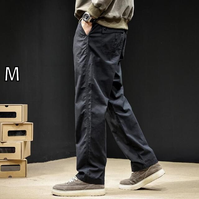 [M  ]メンズ ファッション 服  オシャレ シンプル 大 かっこいい 大きいサイズ ストリート 紳士服 ストレート カジュアル パンツ 黒 パンツ 秋