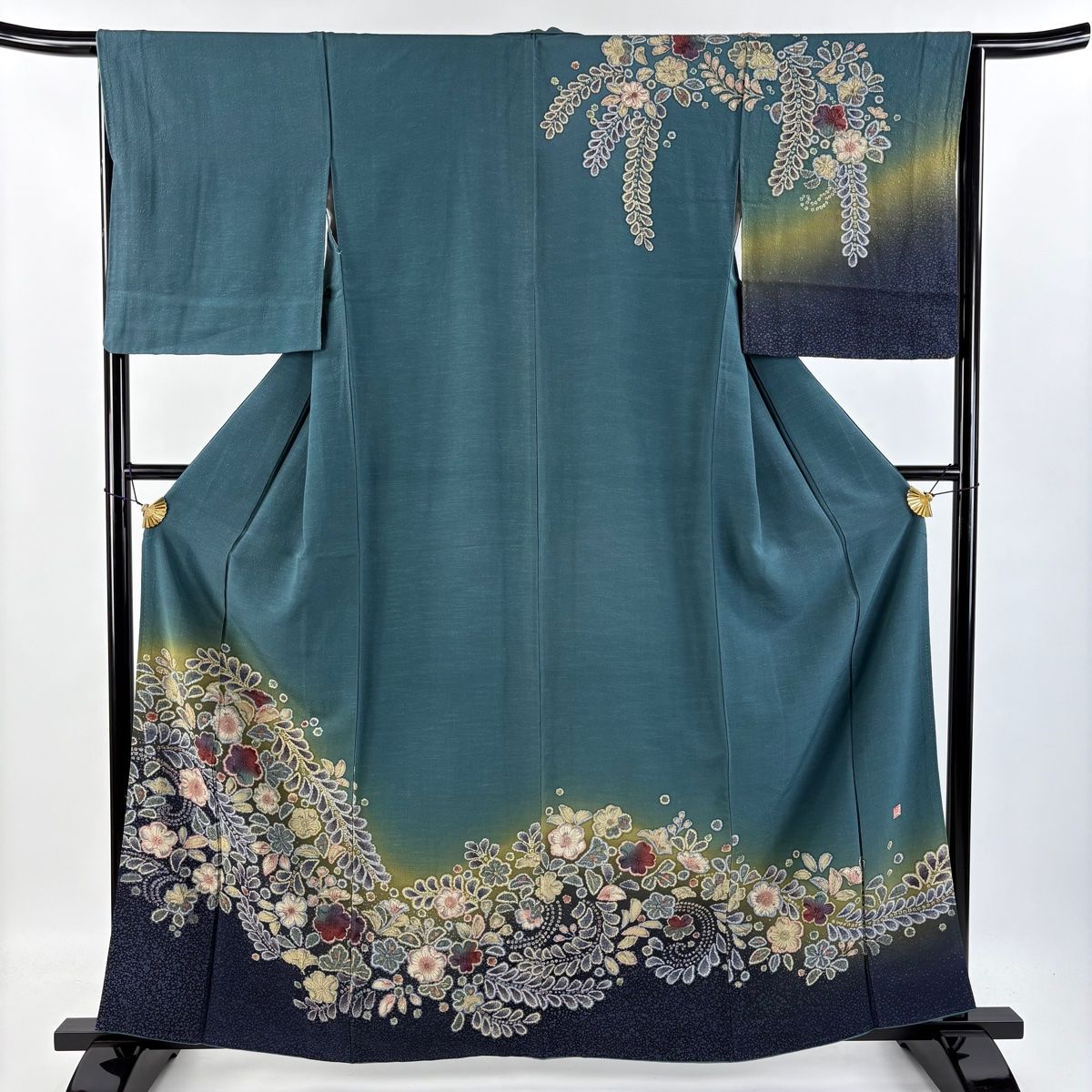 訪問着 身丈159cm 裄丈65.5cm M 袷 袋帯セット 落款 辻が花柄 染め分け  