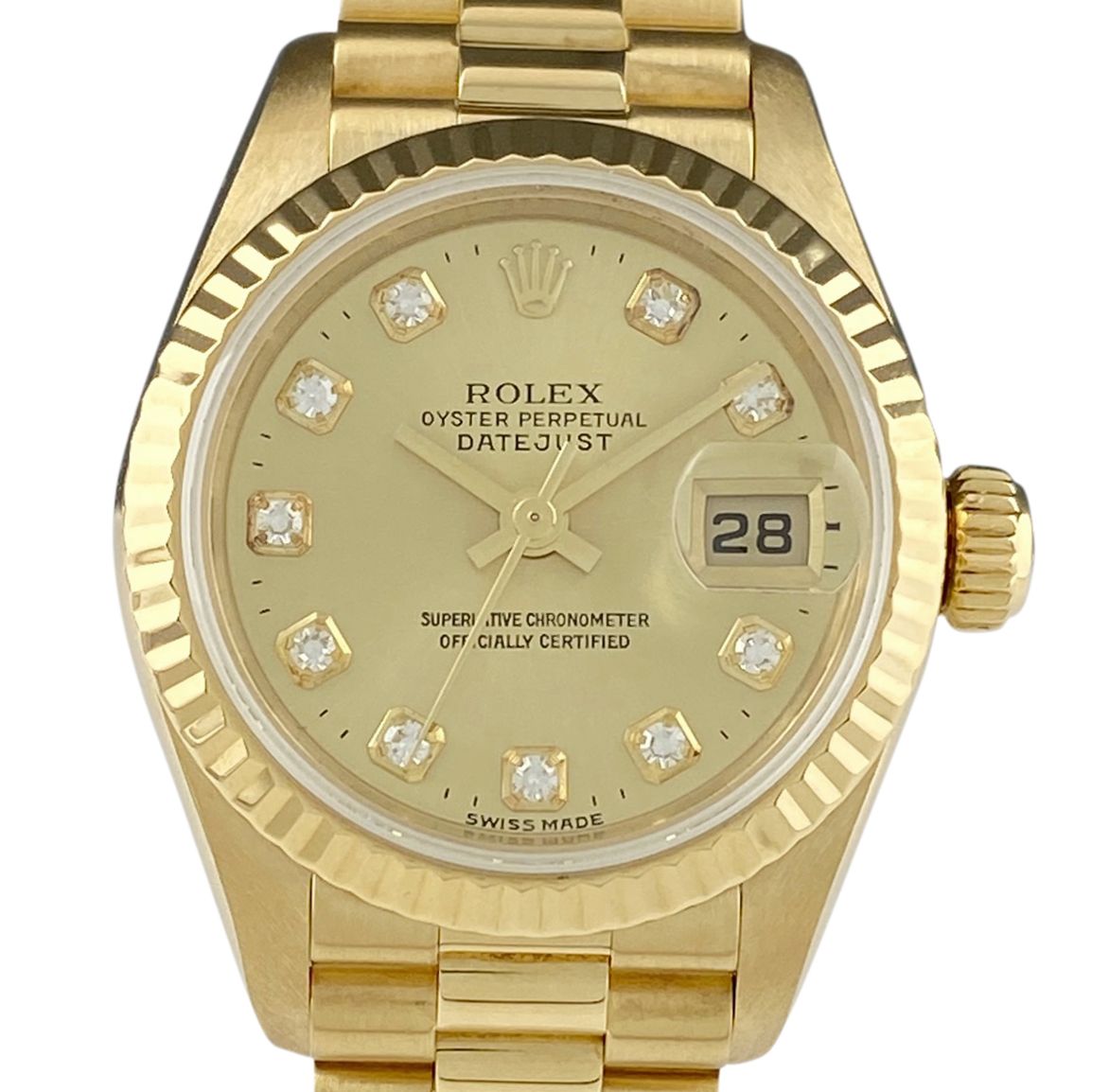 ロレックスレディースデイトジャストシャンパンゴールド文字盤10Pダイヤ