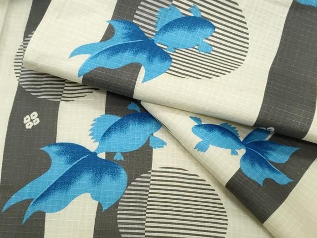 平和屋着物∴夏物　浴衣　綿紅梅　金魚　間道　綿　逸品　CAAY4638ng 平和屋着物∴夏物 浴衣 綿紅梅 金魚 間道 綿 逸品 CAAY4638ng 平和屋