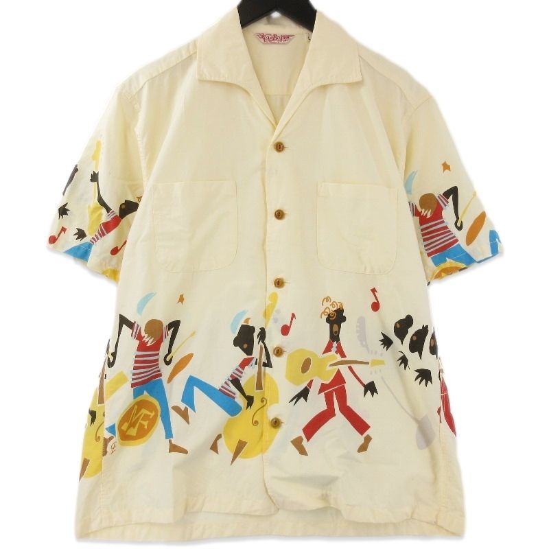 SUN SURF サンサーフ ハワイアンシャツ SC37310 MISTER DOM ROCK’N ROLL 半袖アロハシャツ コットン アイボリー L71012592