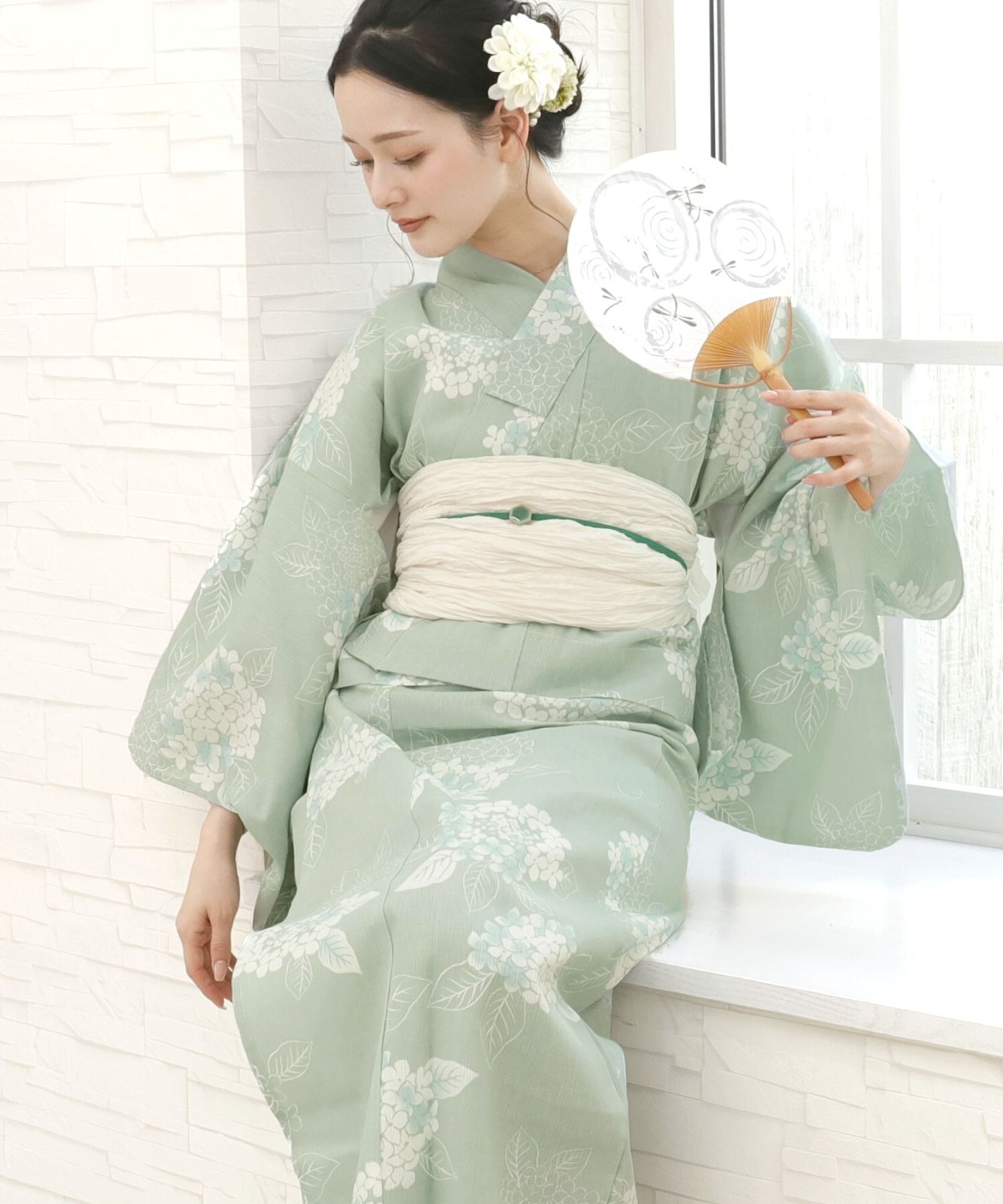 asaka 浴衣2点セット よろけ蔦に菊 （大人浴衣ブランドasaka