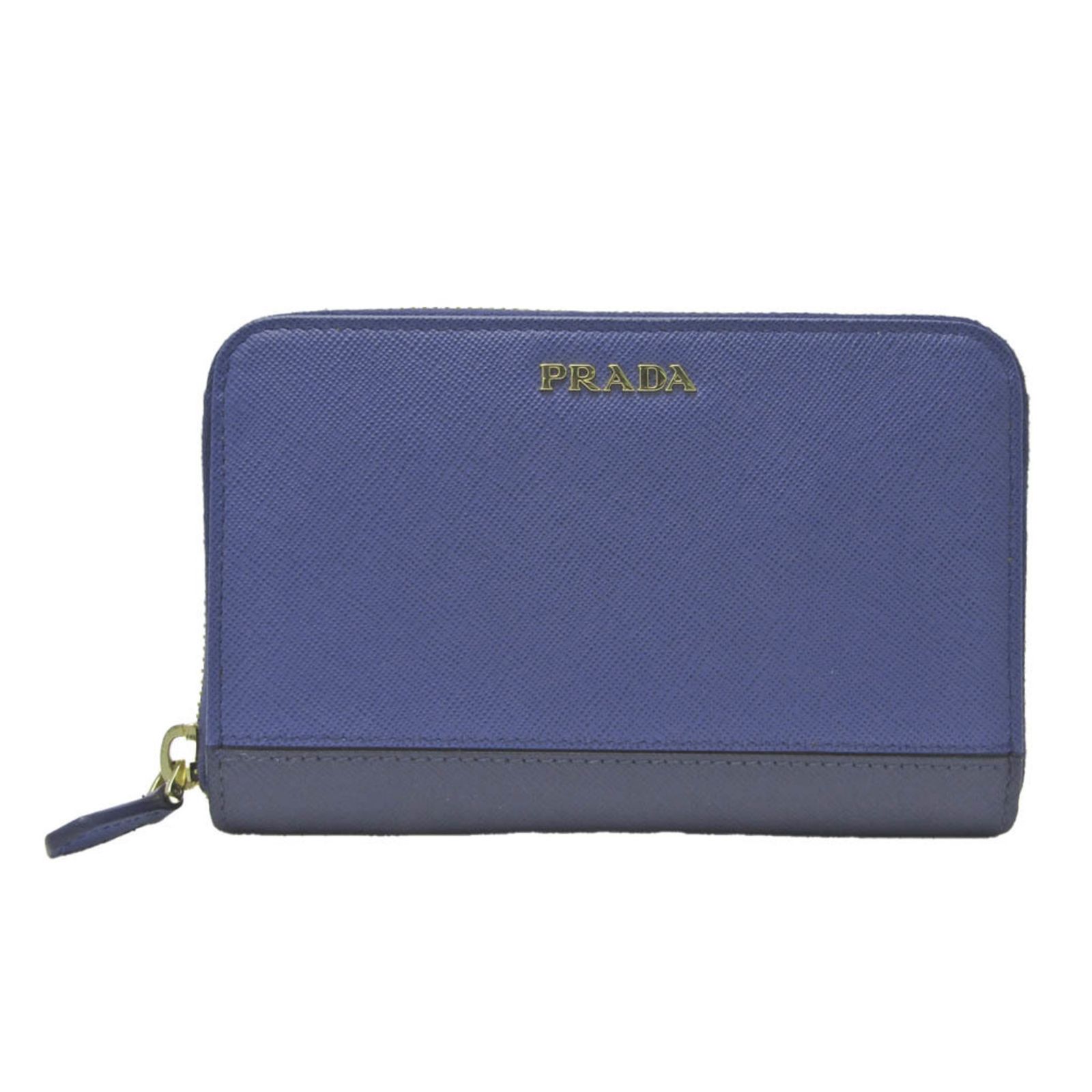 PRADA 二つ折り 財布 メンズ ブルー PRADA プラダ 折り財布 ロゴ金具