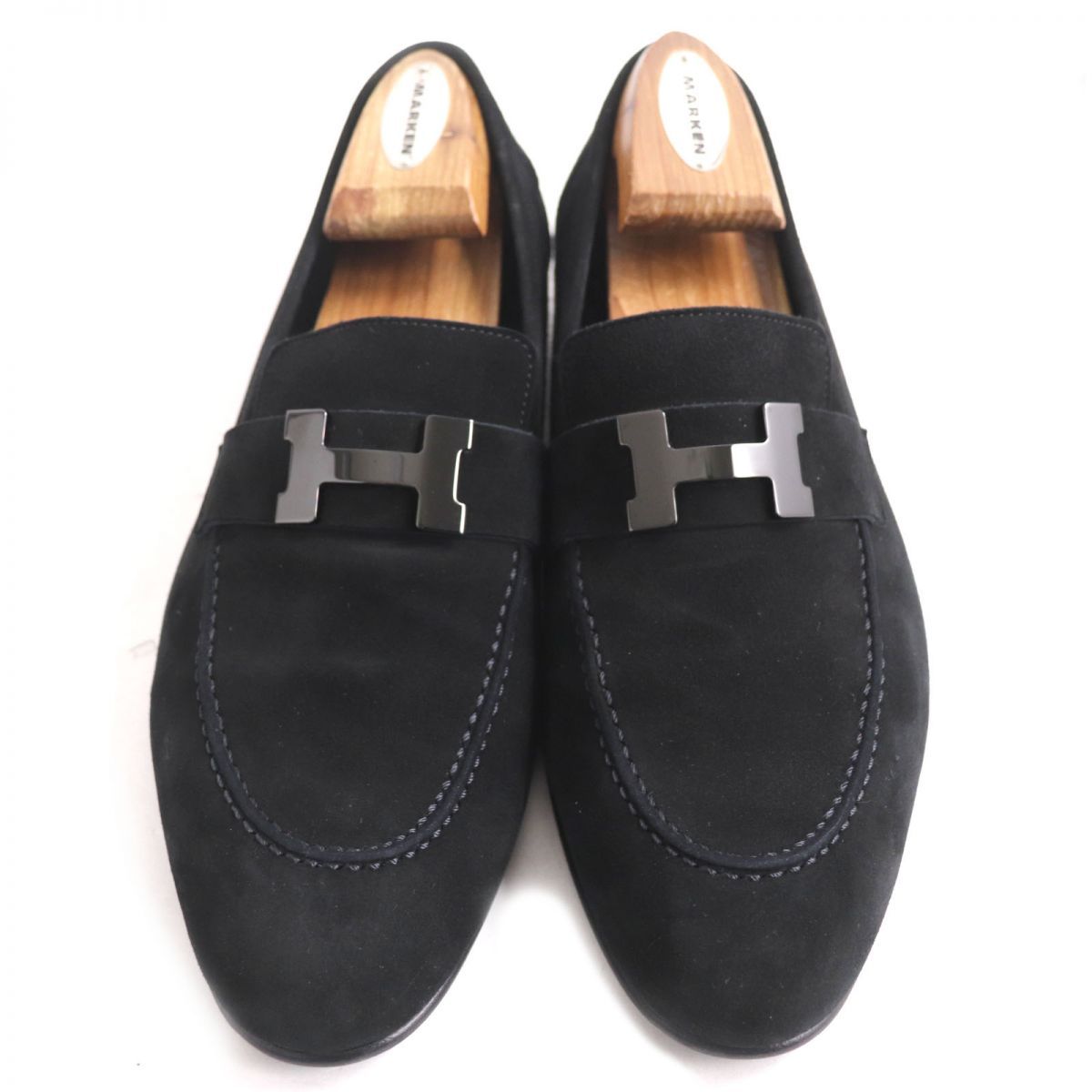 【美品】HERMES エルメス モカシンパリ　スエード　シルバー金具 Hロゴ 美品】HERMES エルメス モカシンパリ スエード シルバー金具 Hロゴ