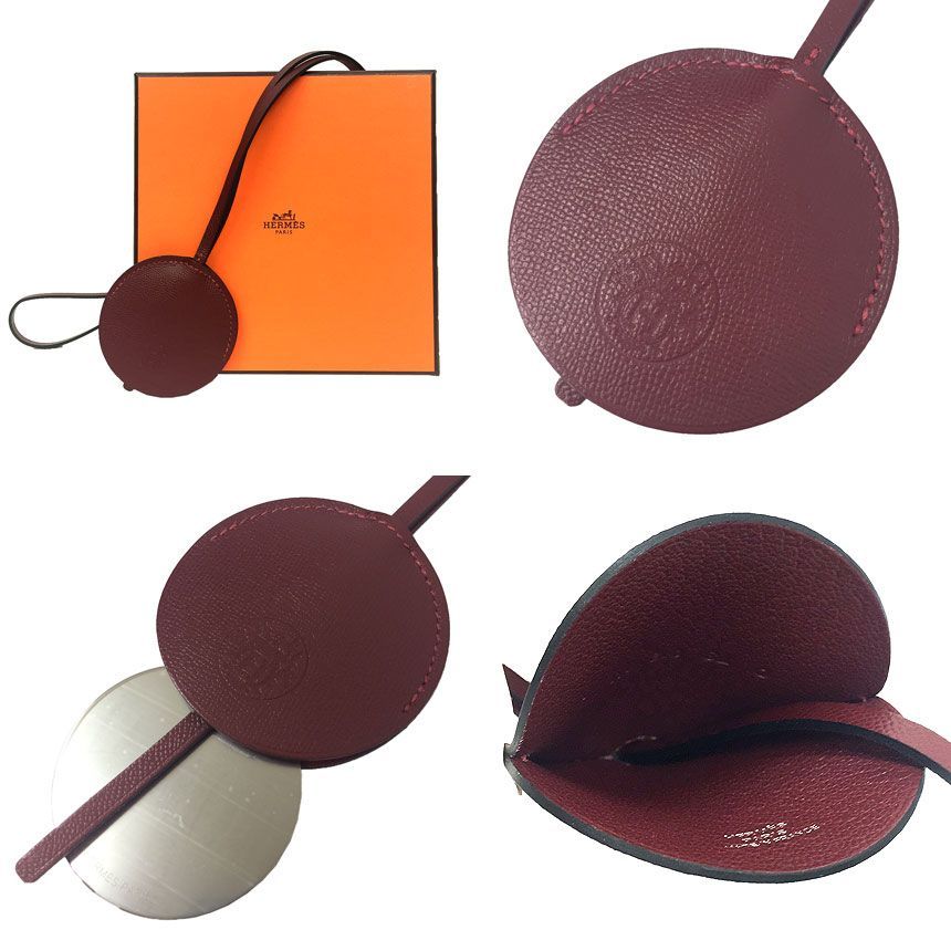 セール HERMES エルメス レザーネックレス ミロワール ミラー チャーム