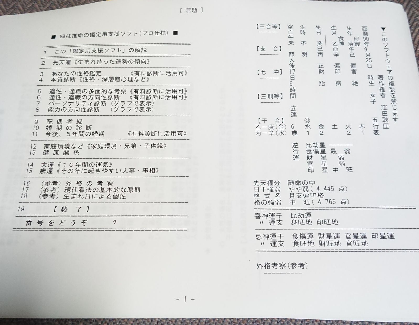 あなただけの1年間の運気鑑定書