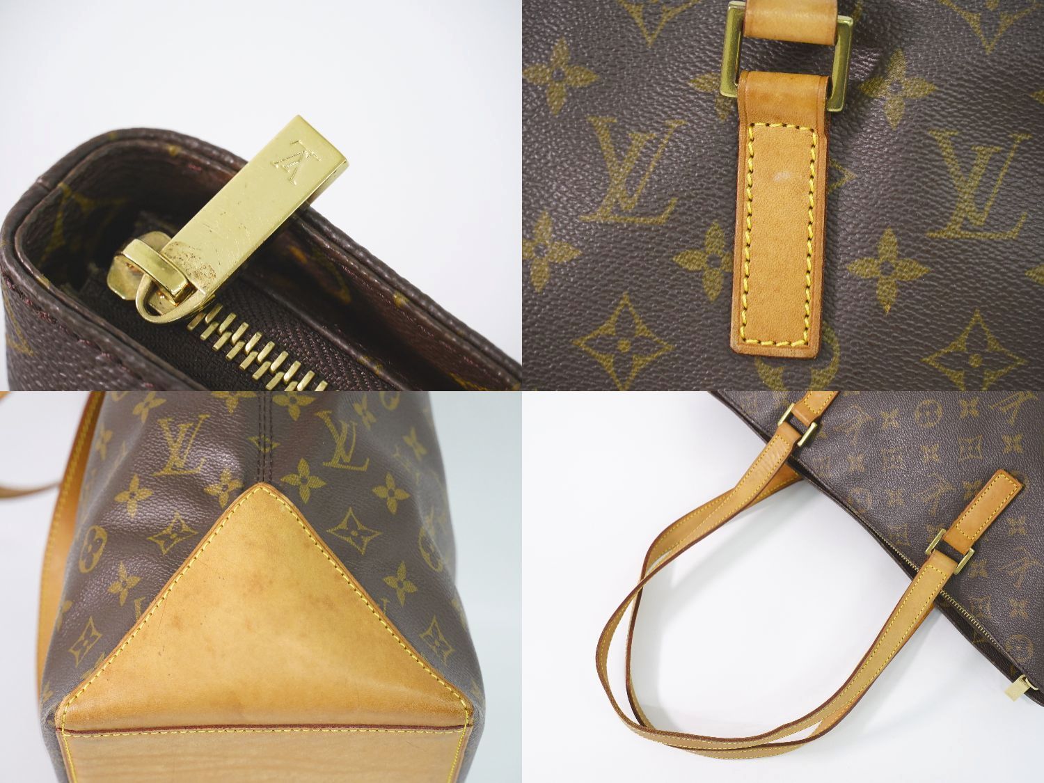 本物 ルイヴィトン LOUIS VUITTON LV カバメゾ モノグラム ショルダーバッグ トートバッグ ブラウン M51151 Cabas  Mezzo ビトン バッグ 中古