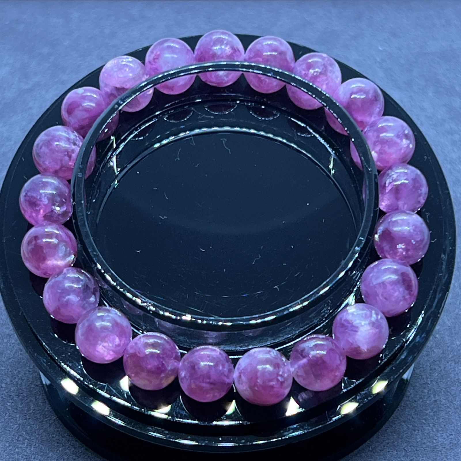 最高級　濃厚　ラズベリーピンクマイカブレスレット　9 ⬛︎ ピンクマイカ ブレスレット 約9㎜ 天然石 - メルカリ