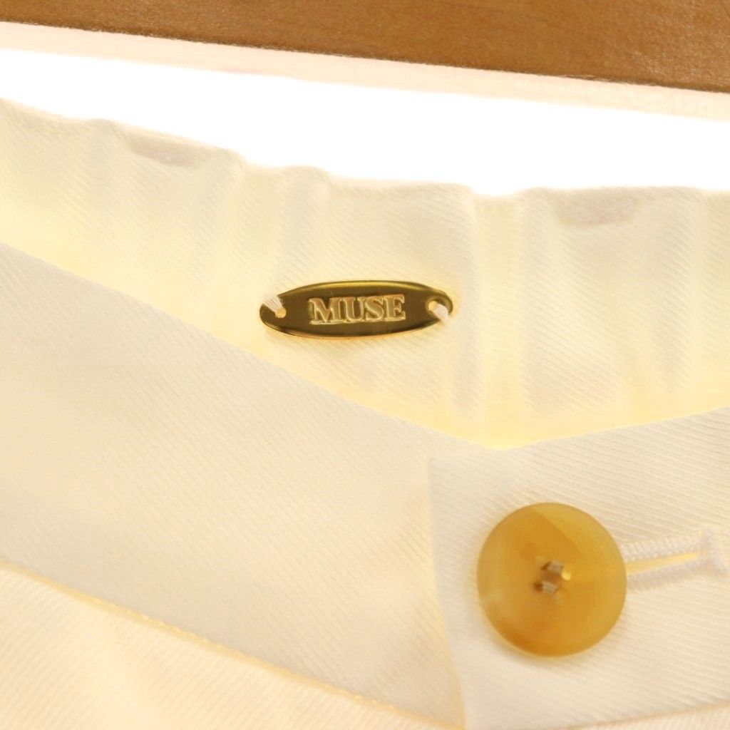 ミューズ ドゥーズィエム クラス MUSE de Deuxieme Classe VIS TWILL パンツ ストレート タック 34 ホワイト HK OS DECORATOM_COM_BR