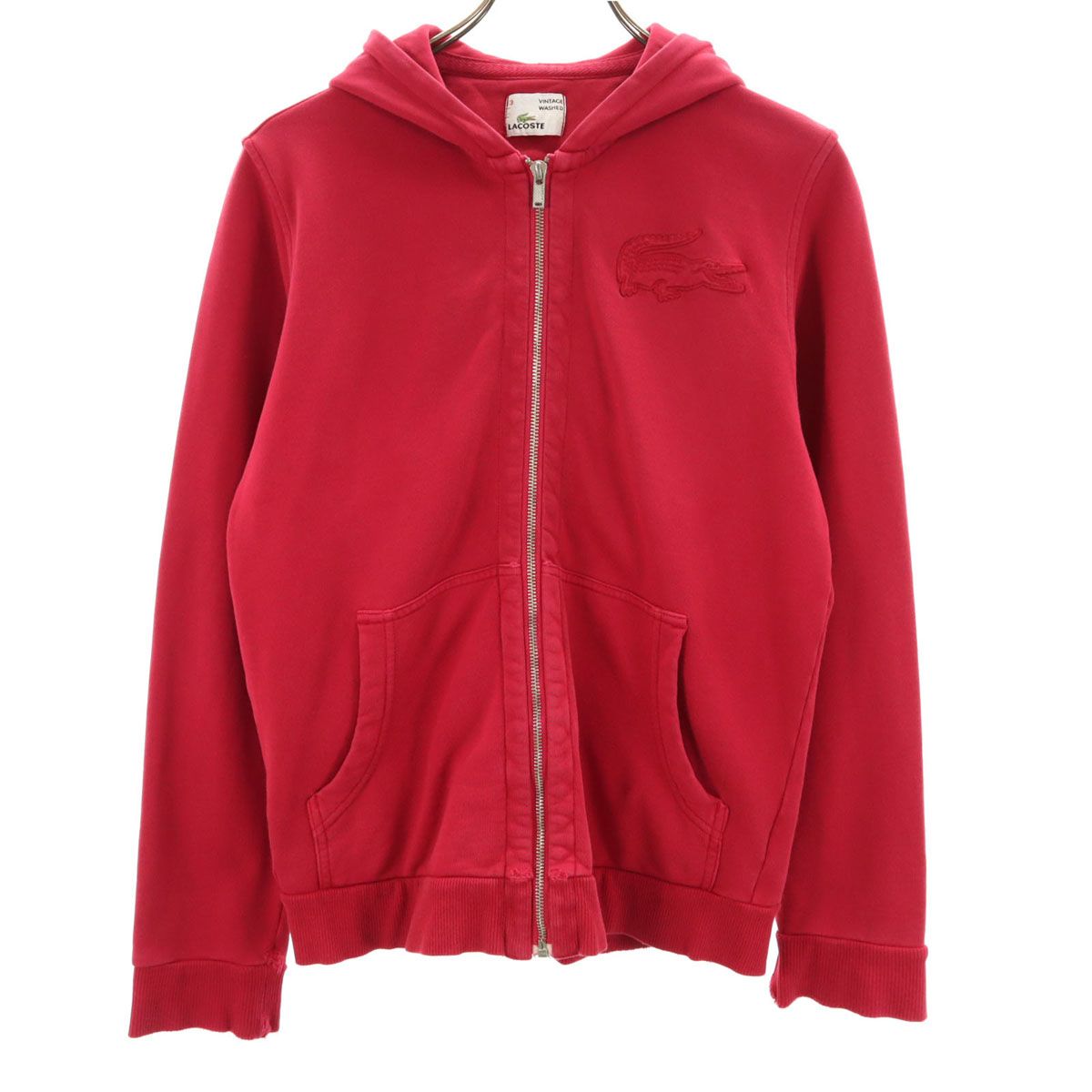 LACOSTE ラコステ 長袖 スウェット ジップパーカー 3 レッド系 メンズ 