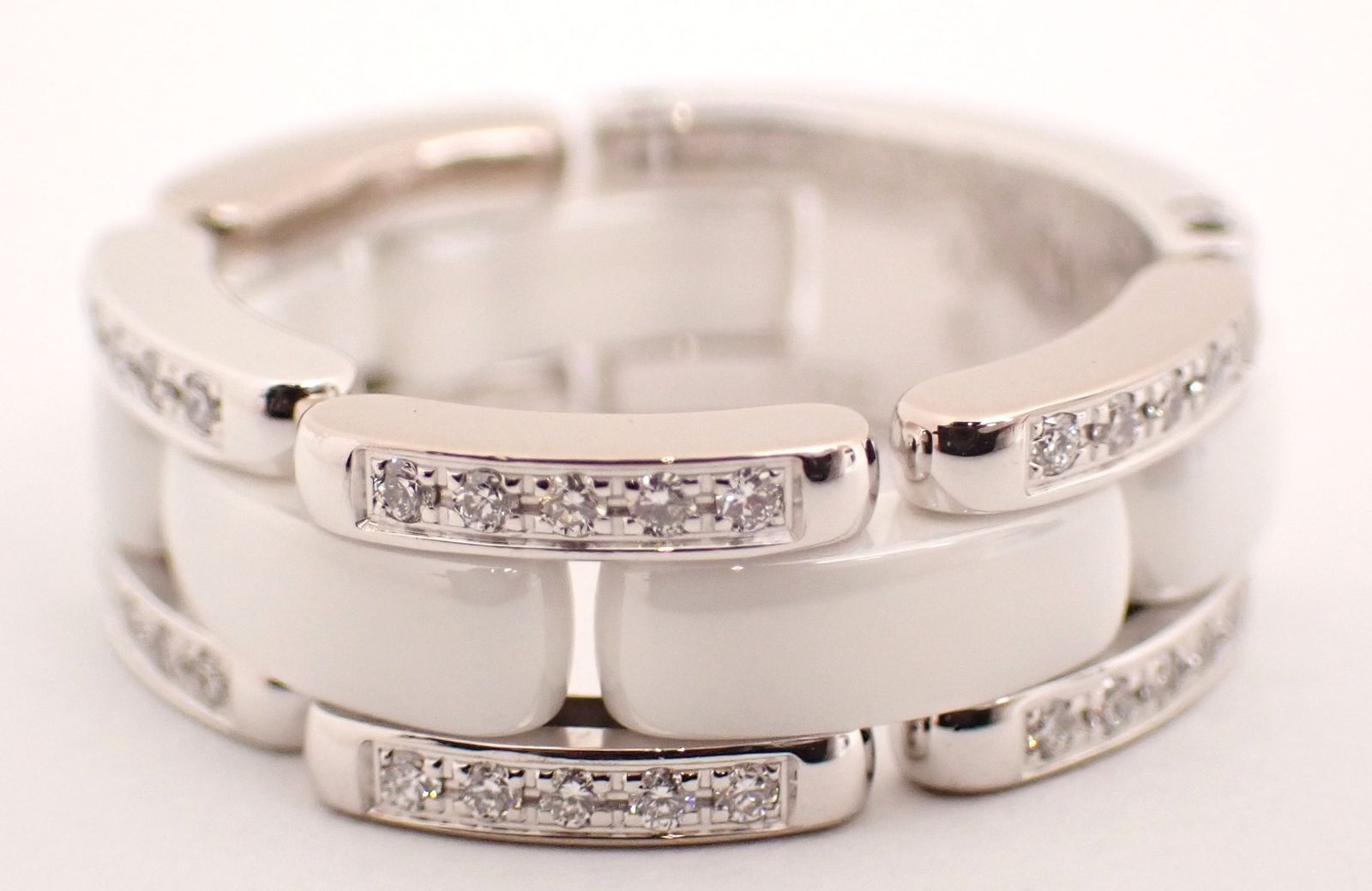 仕上げ済 CHANEL シャネル ホワイトセラミックダイヤリング K18WG|CE 10.0g ホワイトゴールド セラミック 12号 メンズ レディース