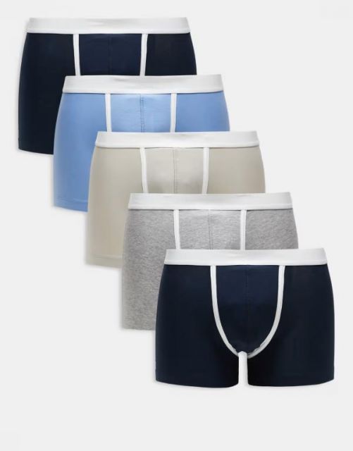 送料無料 エイソス メンズ トランクス アンダーウェア ASOS DESIGN 5pk briefs with pipping detail in multi Multi