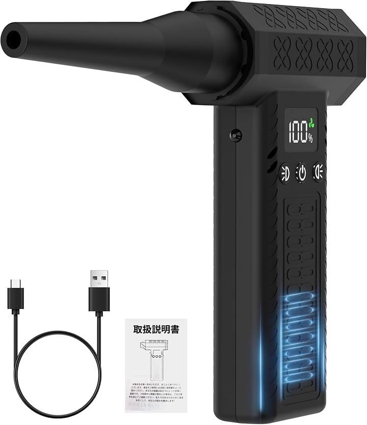 AHEHO 小型ブロワー 洗車 30 0000rpm 120m|s 強力 電動エアダスター 10000mAh Type-C充電式 コードレス 2つLEDライト 疾風 ミニジェット ブロアー カメラ エアーダスター ブラック