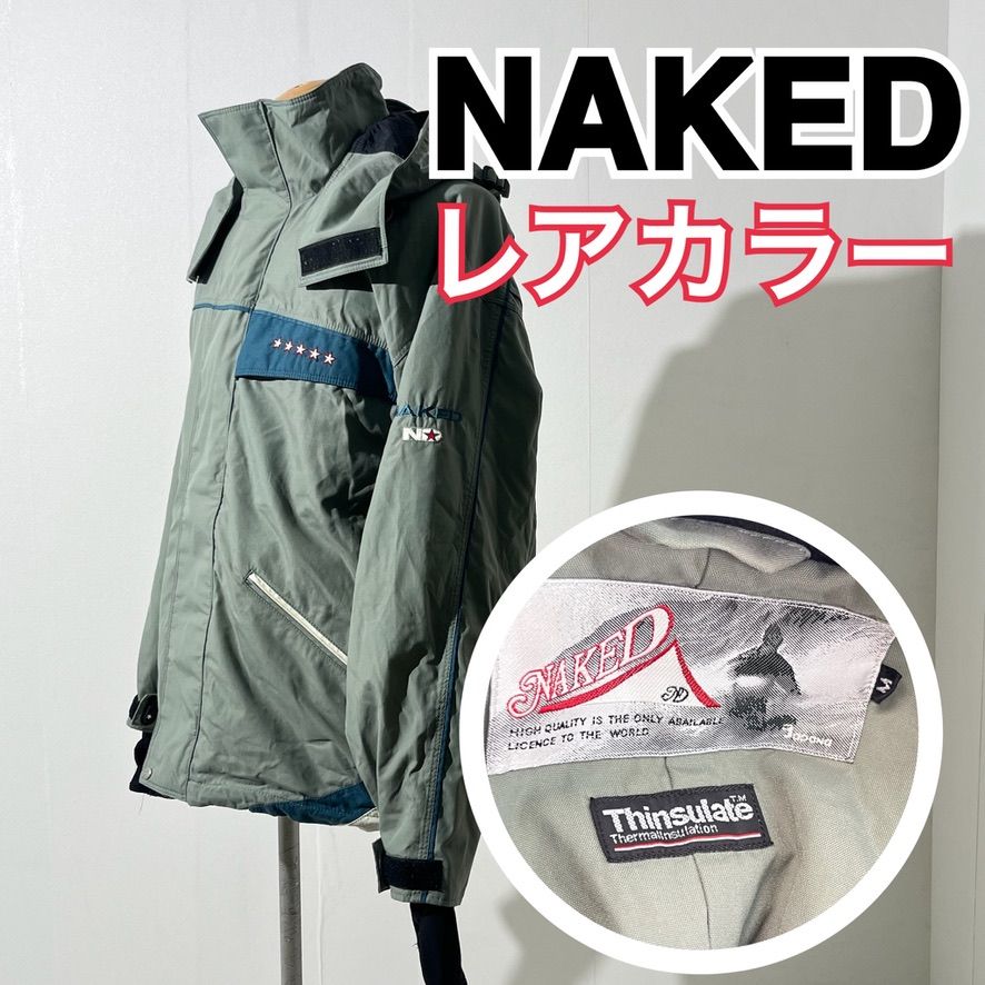 【スポーツ】 NAKED ネイキッド スキーウェア スノボ 刺繍ロゴ  アンティークグリーン M AW D3