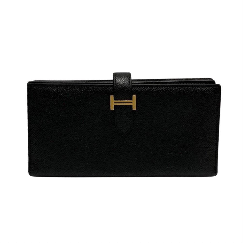HERMES ベアン スフレ エプソン ブラック 長財布 □K刻印 HERMES エルメス 長財布 ベアン・スフレ ブラック ゴールド金具