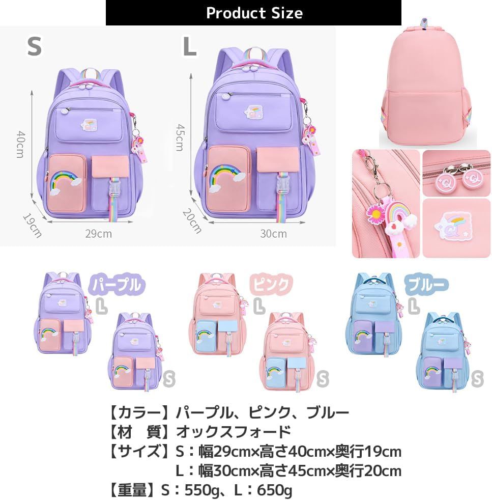 [FUPUONE] リュック キッズ 女の子 小学生 通学 遠足 子供用 軽量 防水 バックパック (ブルー, L)