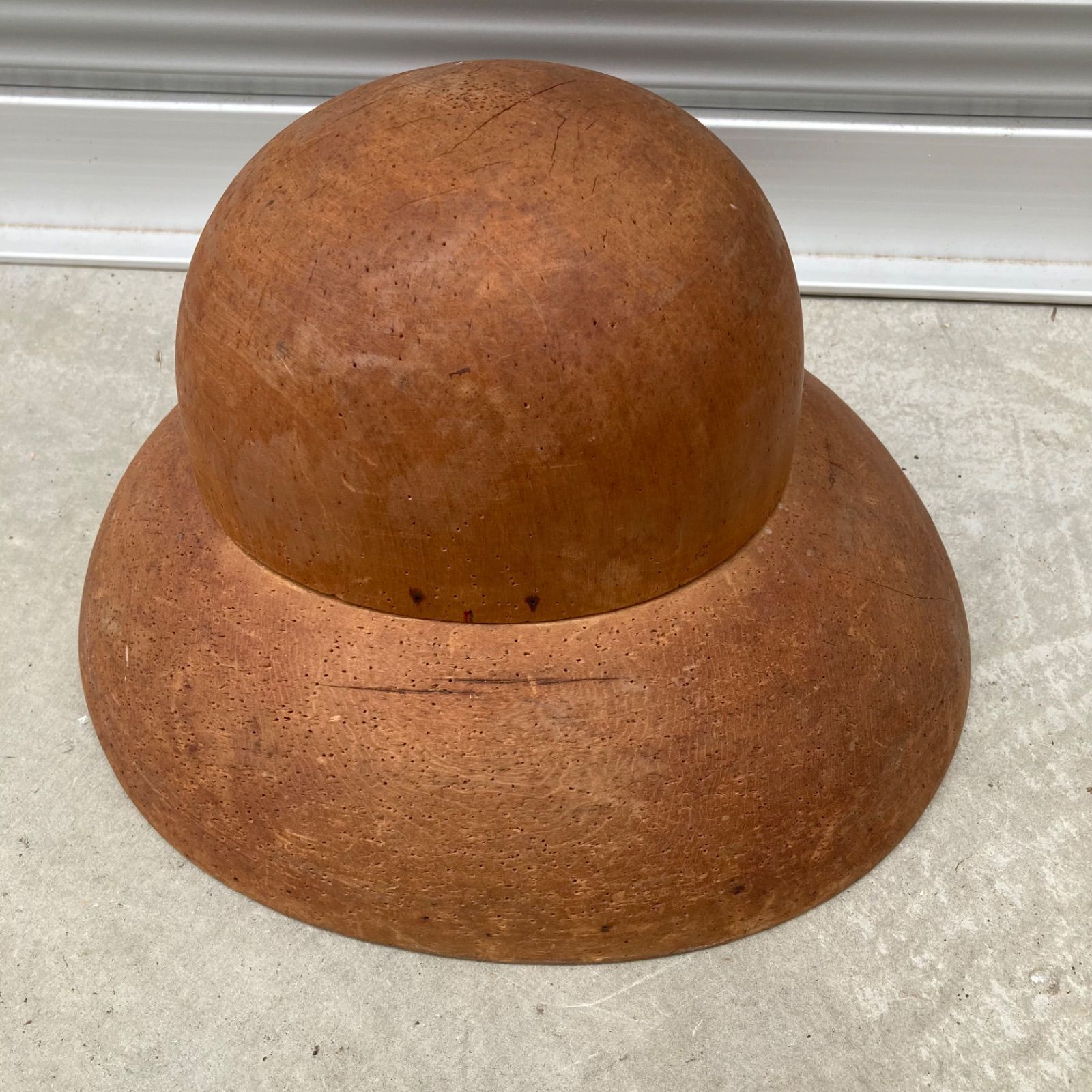 帽子 木型 クラウン 下がりブリム 2点セット 57cm ⑥ 帽子 作製用 木製