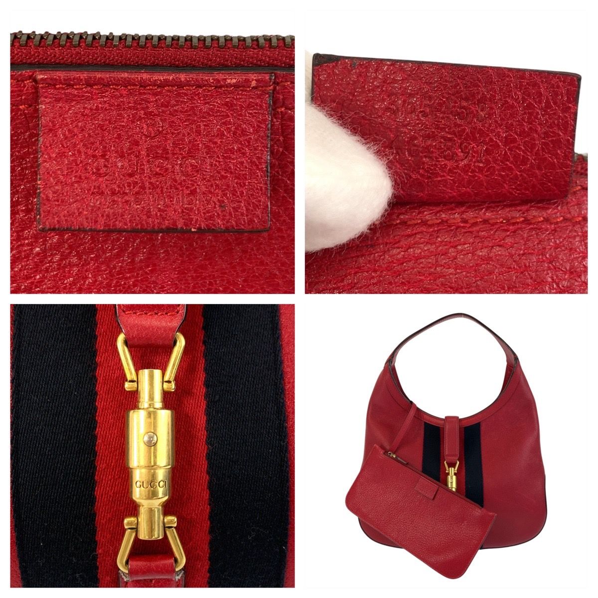 美品 GUCCI グッチ ジャッキー シェリーライン レッド ゴールド 美品 GUCCI グッチ ジャッキー シェリーライン レッド ゴールド